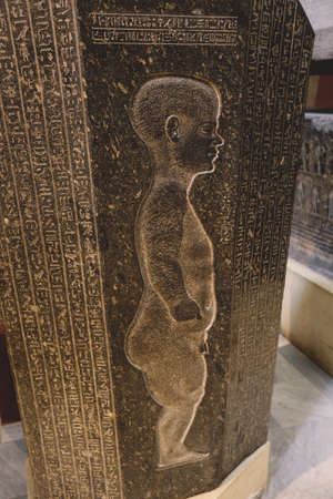 Cairo, Egypt - November 02, 2021: Majestic Ancient Sarcophagus with Hieroglyphics symbols in the Cairo Egyptian Museum, the oldest archaeological museum in the Middle Eastのeditorial素材