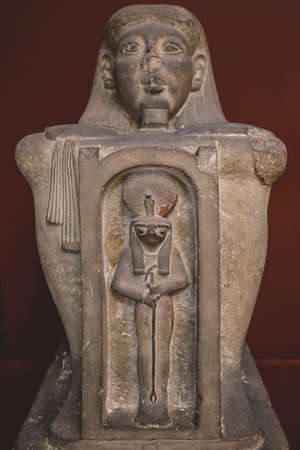 Cairo, Egypt - November 02, 2021:  Close up view to the Ancient Stone Statues in the Cairo Egyptian Museum, the oldest archaeological museum in the Middleのeditorial素材