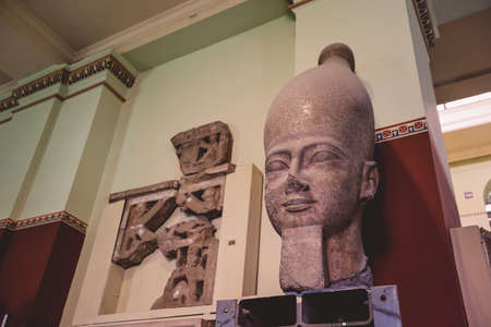 Cairo, Egypt - November 02, 2021:  Close up view to the Ancient Stone Statues in the Cairo Egyptian Museum, the oldest archaeological museum in the Middleのeditorial素材