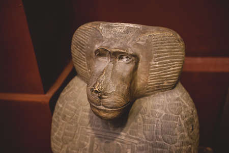 Cairo, Egypt - November 02, 2021:  Close up view to the Ancient Stone Statues in the Cairo Egyptian Museum, the oldest archaeological museum in the Middleのeditorial素材