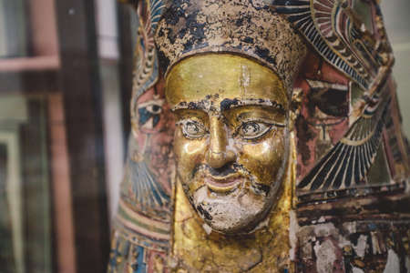 Cairo, Egypt - November 02, 2021:  Close up view to the Ancient Stone Statues in the Cairo Egyptian Museum, the oldest archaeological museum in the Middleのeditorial素材