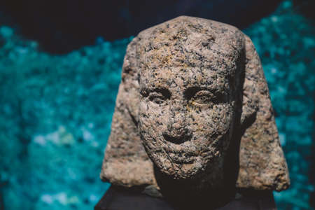 Alexandria, Egypt - November 03, 2021: Ancient Exhibits in the Alexandria National Museum - Marble...