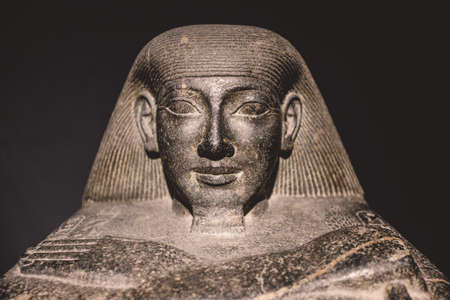 Alexandria, Egypt - November 03, 2021: Ancient Exhibits in the Alexandria National Museum - Marble...