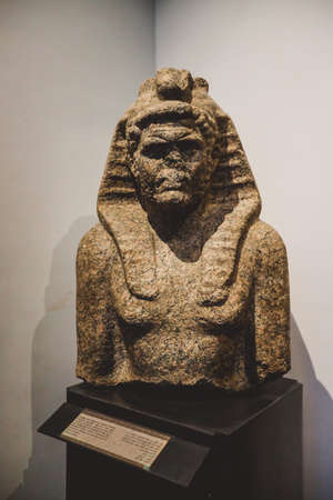 Alexandria, Egypt - November 03, 2021: Ancient Exhibits in the Alexandria National Museum - Marble and Stone Statues, Books, Medieval Decoration and Roman Tablewareのeditorial素材