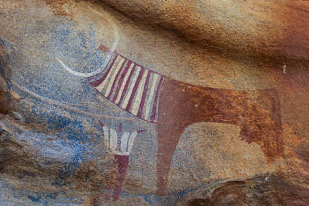 Amazing Inside View Pictures of the Laas Geel cave formations - an earliest known cave paintings in the Horn of Africa, Somalilandの写真素材
