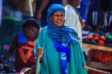 Hargeisa, Somaliland - November 10, 2019: Muslim Woman in Hijab walking on the Capital Streetsのeditorial素材