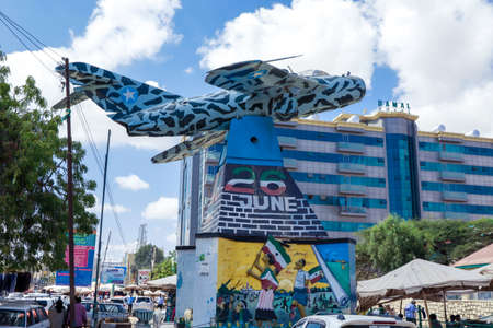 Hargeysa, Somaliland - November 10, 2019: Old Soviet MIG airplane in the center of Hargeisaのeditorial素材