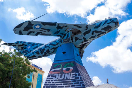 Hargeysa, Somaliland - November 10, 2019: Old Soviet MIG airplane in the center of Hargeisaのeditorial素材
