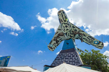Hargeysa, Somaliland - November 10, 2019: Old Soviet MIG airplane in the center of Hargeisaのeditorial素材