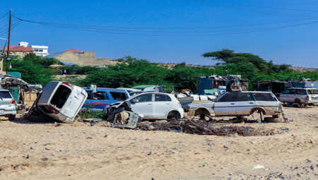 Hargeisa, Somaliland - November 10, 2019: City scape View of the Poor Area of the Capital  Streetsのeditorial素材