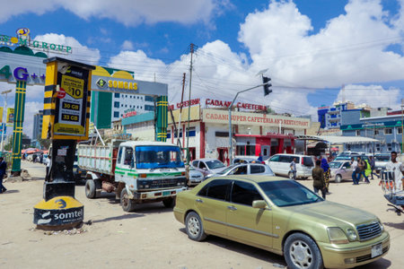 Hargeisa, Somaliland - November 10, 2019: Daily Life of the Hargeisa streets with the Cars and Local Peopleのeditorial素材