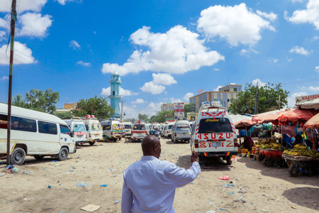 Hargeisa, Somaliland - November 10, 2019: Daily Life of the Hargeisa streets with the Cars and Local Peopleのeditorial素材