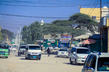 Hargeisa, Somaliland - November 10, 2019: Daily Life of the Hargeisa streets with the Cars and Local Peopleのeditorial素材