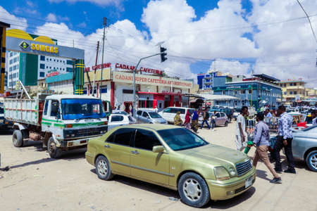 Hargeisa, Somaliland - November 10, 2019: Daily Life of the Hargeisa streets with the Cars and Local...