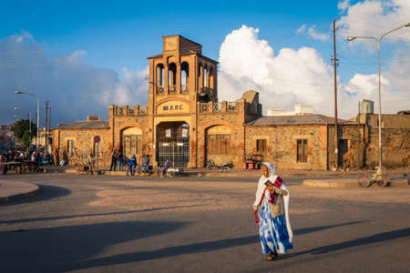 Asmara, Eritrea - November 01, 2019: Local People near the Medebar Market in the Asmara City Centerのeditorial素材