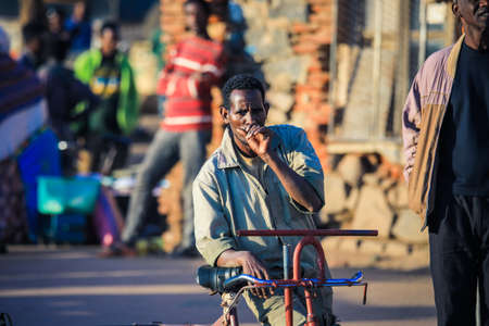 Asmara, Eritrea - November 01, 2019: Local People near the Medebar Market in the Asmara City Centerのeditorial素材