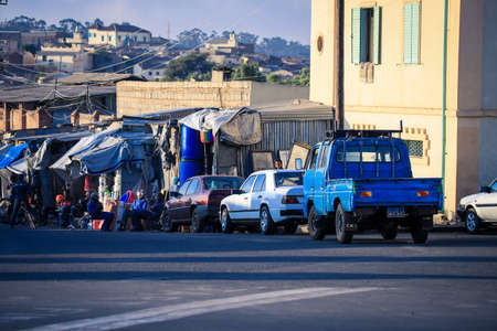 Asmara, Eritrea - November 01, 2019: Local People near the Medebar Market in the Asmara City Centerのeditorial素材