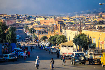 Asmara, Eritrea - November 01, 2019: Local People near the Medebar Market in the Asmara City Centerのeditorial素材