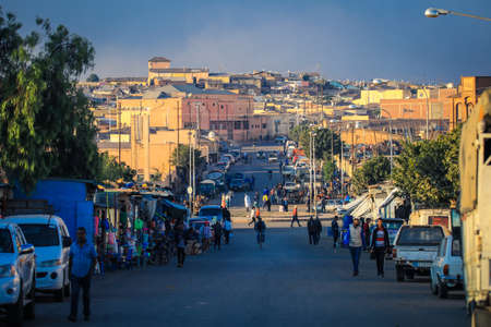 Asmara, Eritrea - November 01, 2019: Local People near the Medebar Market in the Asmara City Centerのeditorial素材