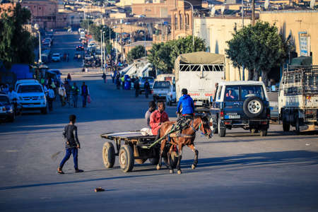 Asmara, Eritrea - November 01, 2019: Local People near the Medebar Market in the Asmara City Centerのeditorial素材