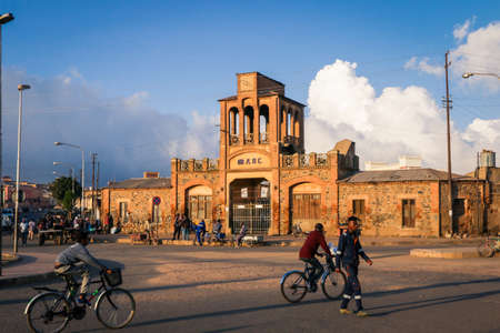 Asmara, Eritrea - November 01, 2019: Local People near the Medebar Market in the Asmara City Centerのeditorial素材