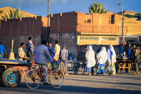 Asmara, Eritrea - November 01, 2019: Local People near the Medebar Market in the Asmara City Centerのeditorial素材