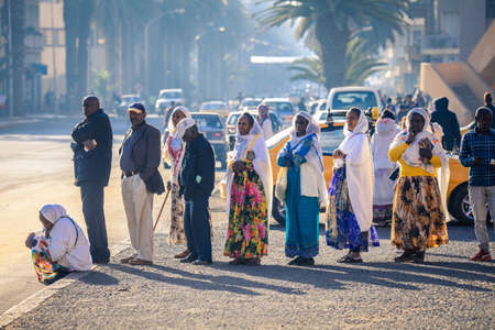 Asmara, Eritrea - November 02, 2019:  Local People on the Asmara Streetsのeditorial素材