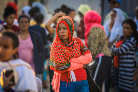 Asmara, Eritrea - November 02, 2019:  Local People on the Asmara Streets