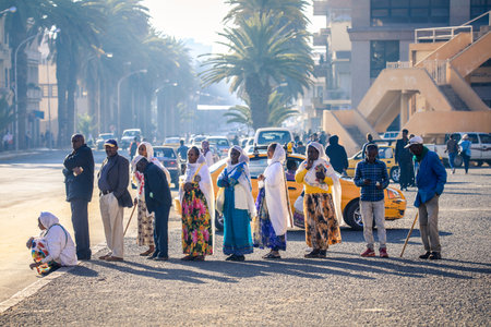 Asmara, Eritrea - November 02, 2019:  Local People on the Asmara Streetsのeditorial素材