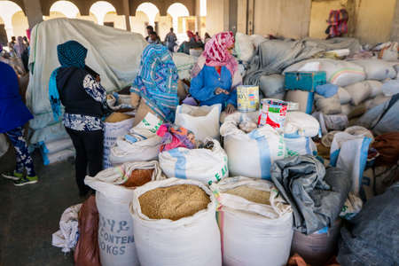 Asmara, Eritrea - November 01, 2029: Local People on the Grain Market in Asmara