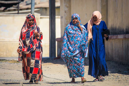 Keren, Eritrea - November 03, 2019: Muslim Woman in Traditional dress on the Keren streetのeditorial素材