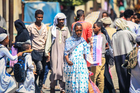 Keren, Eritrea - November 03, 2019: Muslim Woman in Traditional dress on the Keren streetのeditorial素材