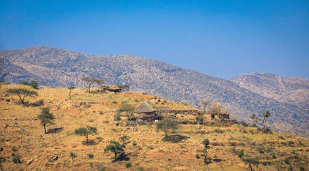 Small Local Village with Typical Keren Houses, Eritreaの写真素材