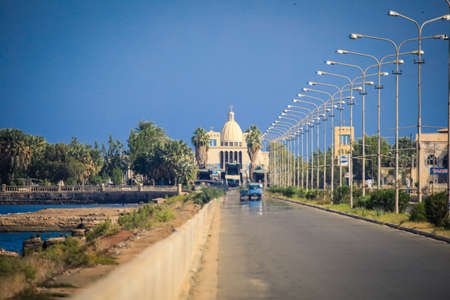 View to the Bridge Way to the Far Eritrean Coastal City Massawa with the passing Cars, Eritrea