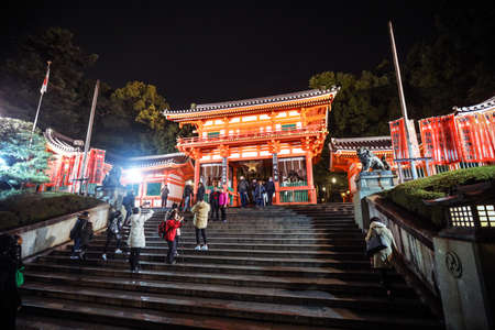 Kyoto, Japan - January 03, 2020: Evening View to the Buddhism shrineのeditorial素材