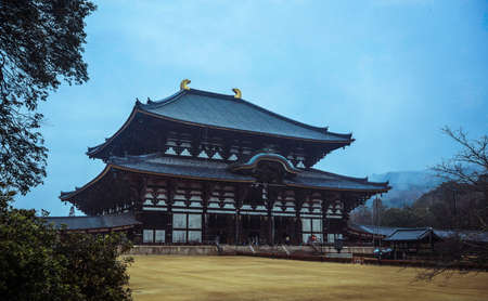 Nara, Japan - January 09, 2020: Japanese Traditional Styled Building under the Rain in Nara Cityのeditorial素材