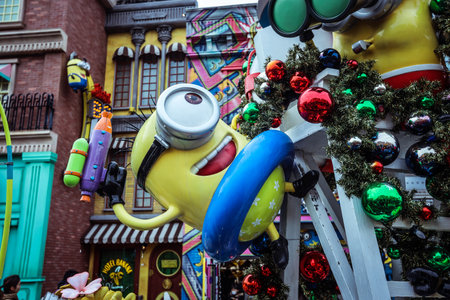 Osaka, Japan - January 11, 2020: Bright and Colorful Minions World in the Universal Studio Japanのeditorial素材