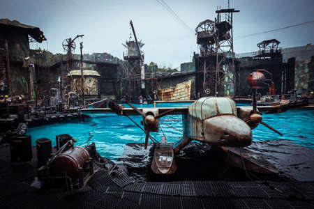 Osaka, Japan - January 11, 2020: Realistic and Interesting Water World Show in the Universal Studio...