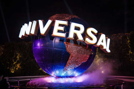 Osaka, Japan - January 11, 2020: Colorful Globe near the Entrance to the Universal Studio Japan amusement parkのeditorial素材