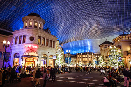 Osaka, Japan - January 11, 2020: Evening Promenade on the Shopping Street of the Universal Studio Japanのeditorial素材