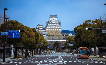Himeji, Japan - January 08, 2020: Panoramic View to the Himeji Castle with the Streets around from the City Viewpointのeditorial素材