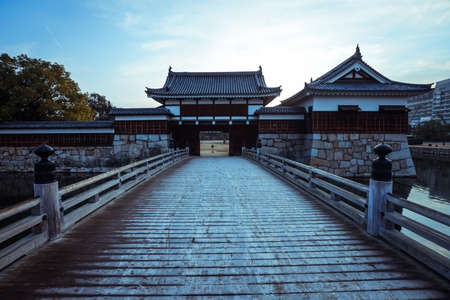 Hiroshima, Japan - January 09, 2020: Inner Buildings in the Black Carp Castle yardのeditorial素材