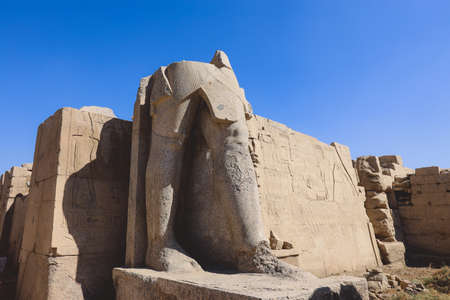 Limestone Ruins of an Ancient Egyptian Karnak Temple Complex near Luxor, Egyptの写真素材