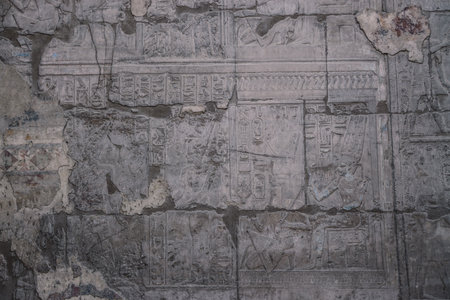Ancient Egyptian Drawing on the Wall of the large Luxor temple, Egypt