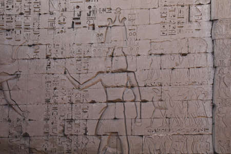 Ancient Egyptian Drawings of the Medinet Habu Mortuary Temple of Ramesses III near Luxor, Egypt