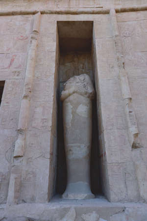 Ancient Egyptian God Statues in the Mortuary Temple of Hatshepsut near Luxor, Egypt