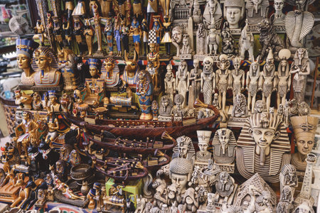 Touristic Souvenirs on the Khan el-Khalili, famous bazaar and souq (or souk) in the historic center of Cairo, Egyptのeditorial素材