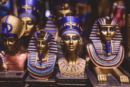 Cairo  - November 15, 2020: Touristic Souvenirs on the Khan el-Khalili, famous bazaar and souq (or souk) in the historic center of Cairo, Egyptのeditorial素材