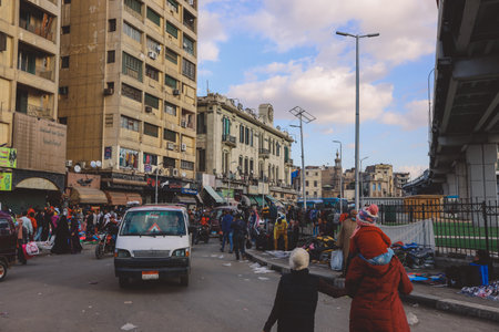 Cairo, Egypt - November 15, 3030: Panoramic View to the Egyptian Capital city on the Sunny Dayのeditorial素材