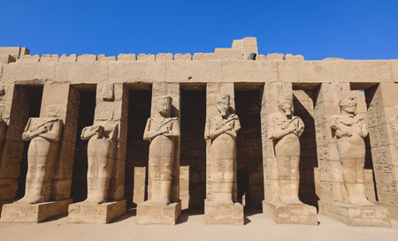 View to the Hall of Caryatids in Karnak Temple near Luxor, Egyptのeditorial素材